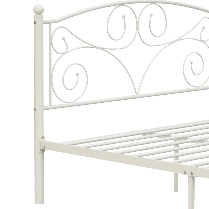 Unique Flower Sturdy System Metal Bed Frame With Headboard And Footboard