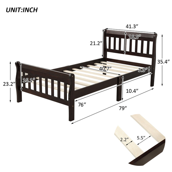 Platform Bed Frame Panel Bed Mattress Foundation Sleigh Bed With Headboard / Footboard / Wood Slat Support