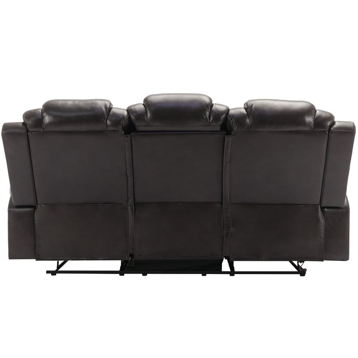 Home Theater Seating Manual Recliner Chair With Center Console And Led Light Strip For Living Room