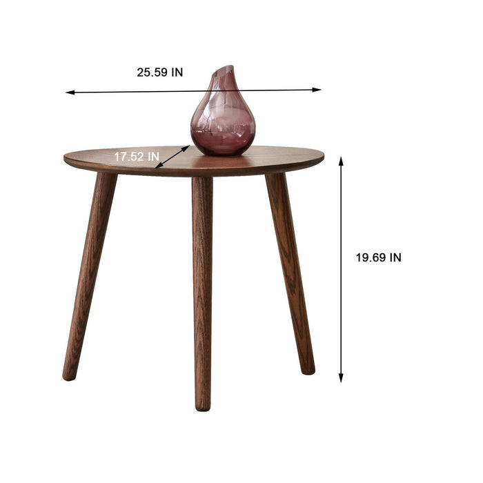 Center Table Low Table 100% Solid Oak Wood Top Plate Desk Pebble Shaped Natural Wooden Coffee Table - Walnut