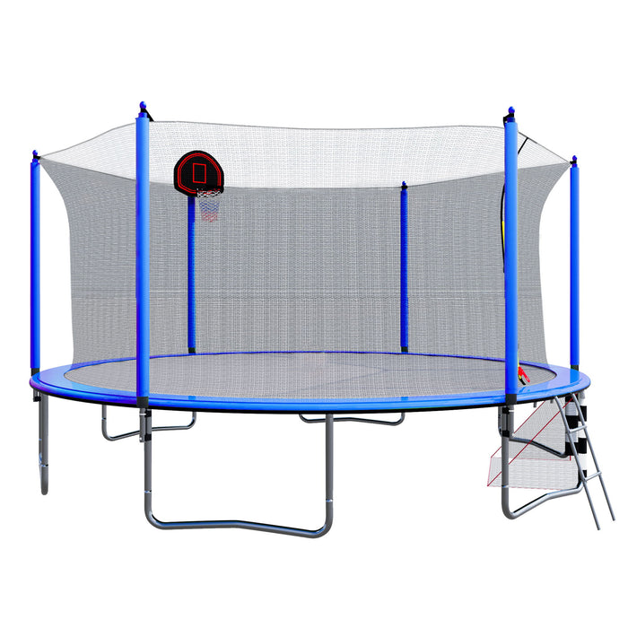 16Ft Trampoline With Basketball Hoop Pump And Ladder (Inner Safety Enclosure) With Soccer Goal