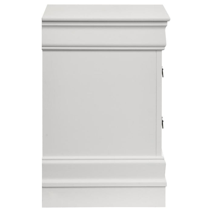 Louis Philippe - 2 Drawers Nightstand Bedside Table - White