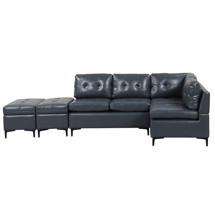 L-Shaped Corner Sofa Sectional Sofa Couch With Movable Storage Ottomans For Living Room