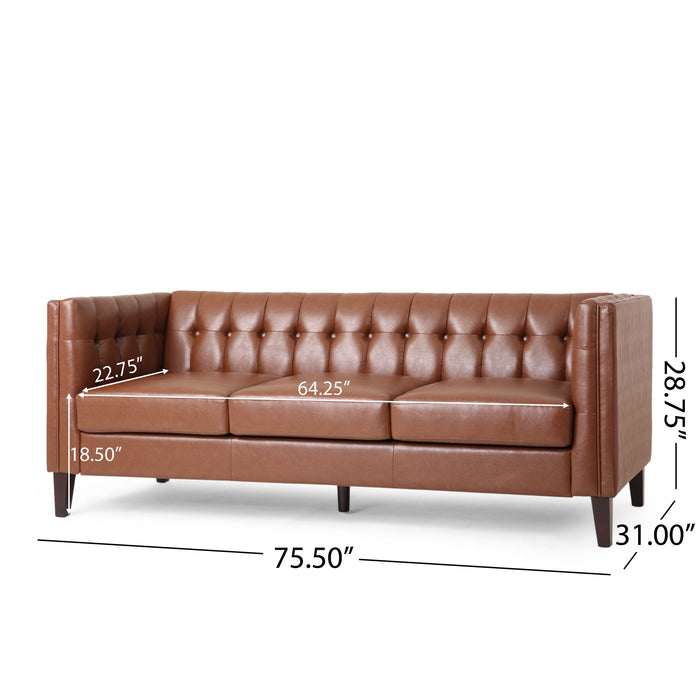 Comfy 3 Seat Sofa With Tufted Back, Modern For Living Room