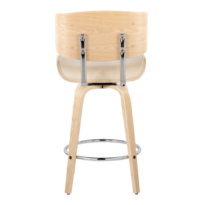 Lombardi - Mid Century Modern Fixed Height Counter Stool With Swivel With Round Footrest (Set of 2)