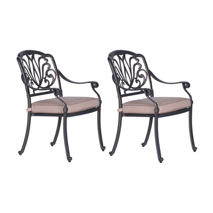 Patio Outdoor Aluminum Dining Armchair With Cushion (Set of 2)