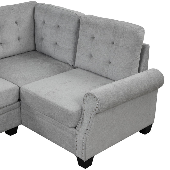 Modern U-Shaped Corner Sectional Sofa Upholstered Linen Sofa Couch For Living Room