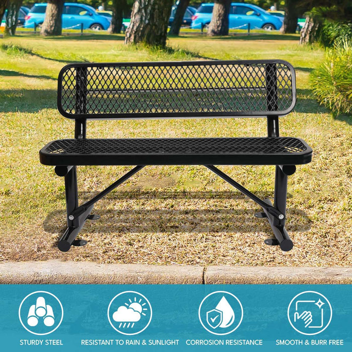 Outdoor Steel Bench With Backrest