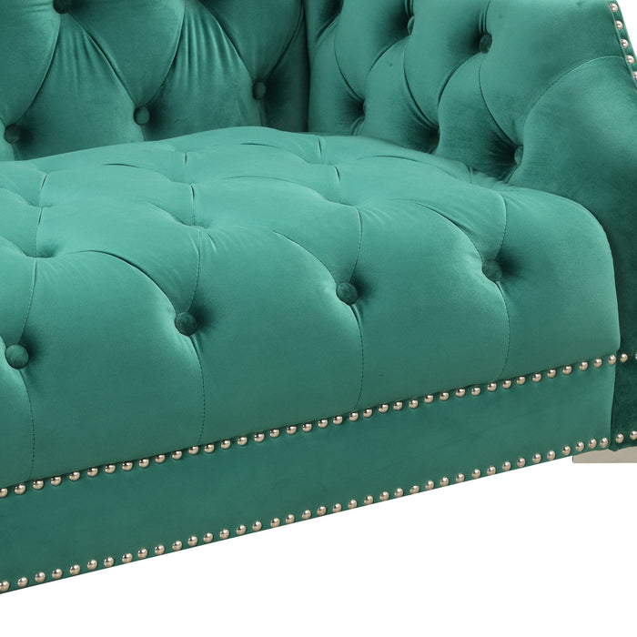 Modern Sofa Dutch Plush Upholstered Sofa With Metal Legs, Button Tufted Back