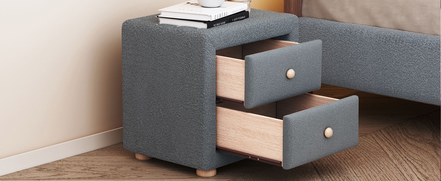 Teddy Fleece Nightstand With 2 Drawers