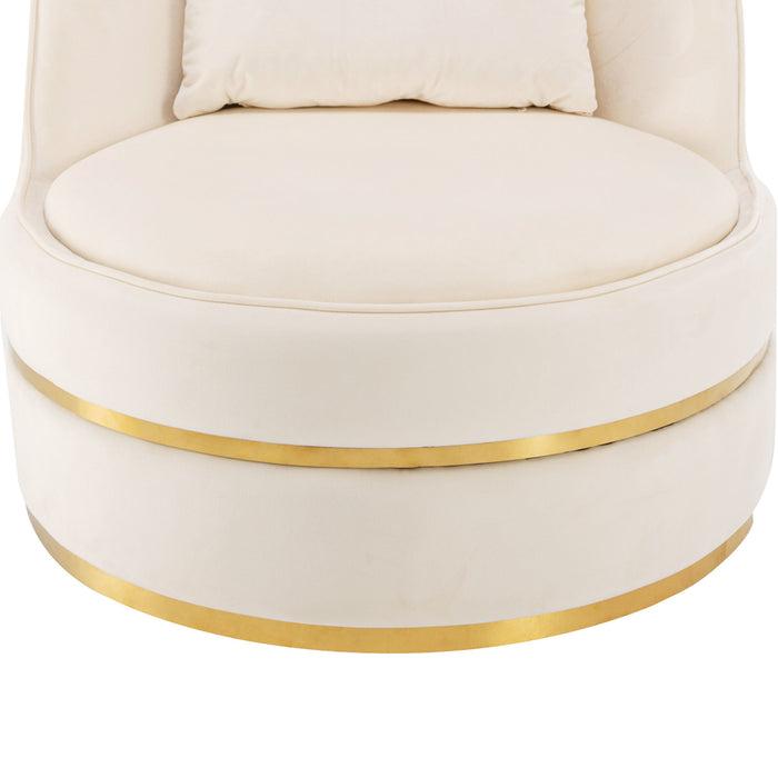 360° Swivel Accent Chair Velvet Modern Upholstered Barrel Chair Over-Sized Soft Chair With Seat Cushion For Living Room