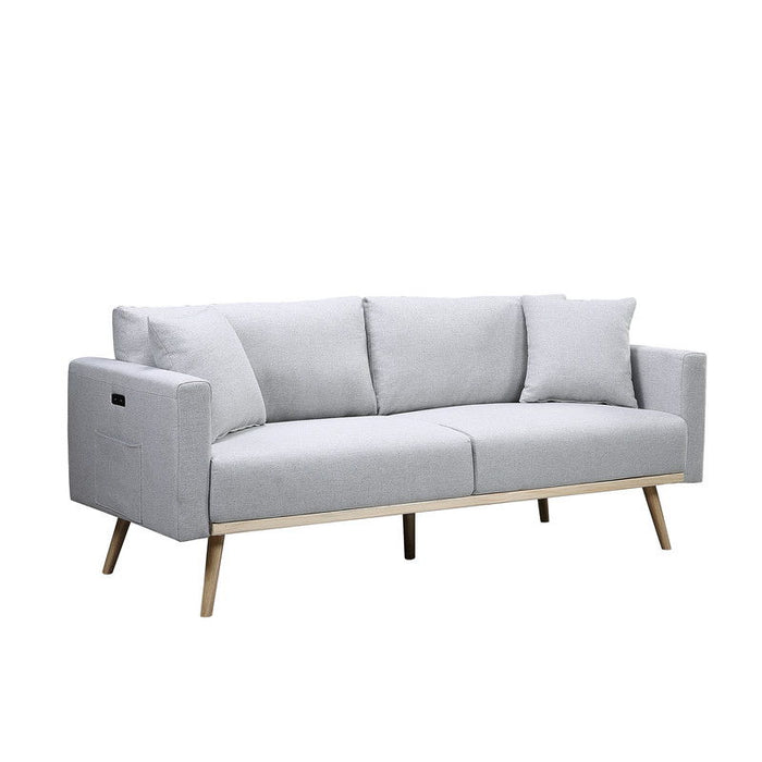Easton - Linen Fabric Sofa With USB Charging Ports Pockets And Pillows