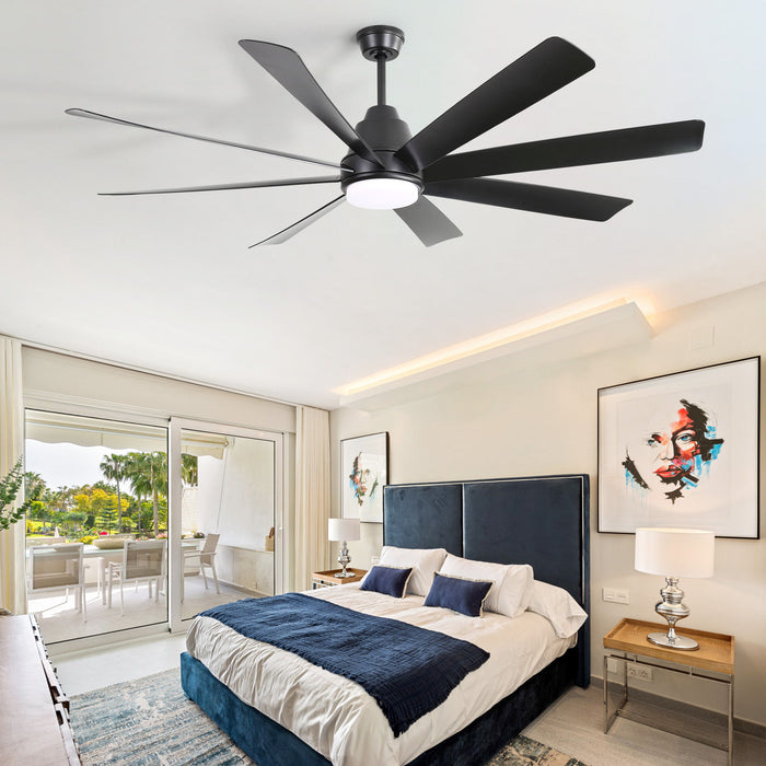 Large Ceiling Fans With Lights And Remote Control 6 Wind Speed DC Motor For Living Room - Black