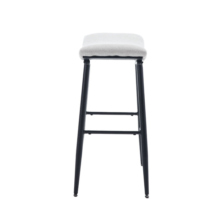 Bar Stools (Set of 2) Armless Counter Low Bar Stools Without Back Modern Linen Fabric Breakfast Stools With Metal Leg And Footrest