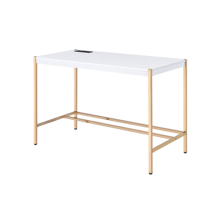 Midriaks - Writing Desk With USB - Golden / White