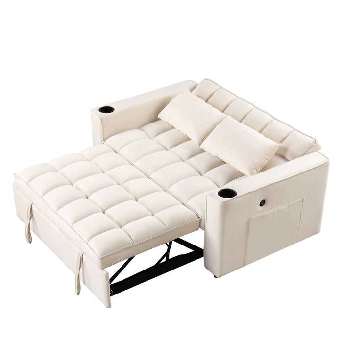 Multi Functional Sofa Bed With Cup Holder And USB Port For Living Room Or Apartments