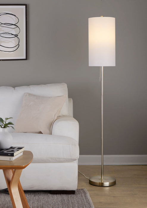 Bounty - Contemporary Floor Lamp - Nickel / White