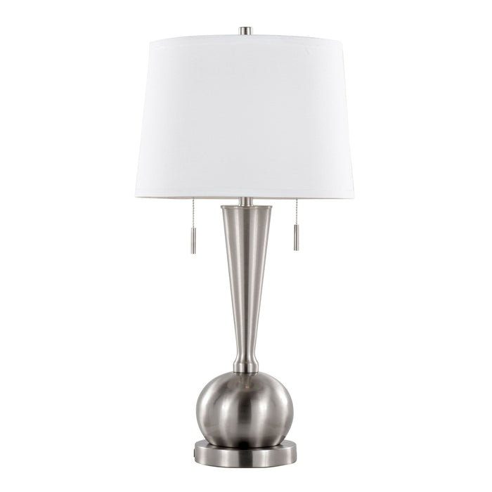 Jules - Contemporary Table Lamp Built In USB Port (Set of 2) - Nickel / White