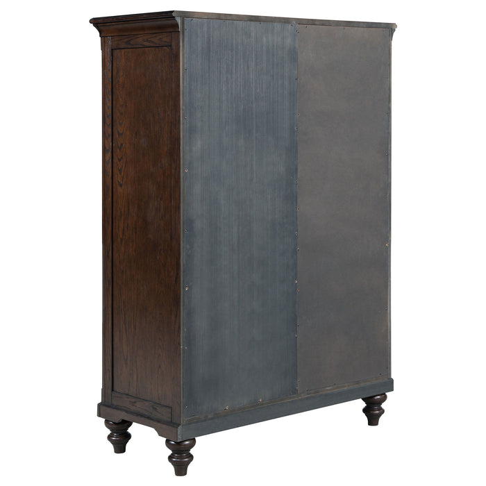 Andover - 6-Drawer Tempered Glass Door Chest - Dark Oak