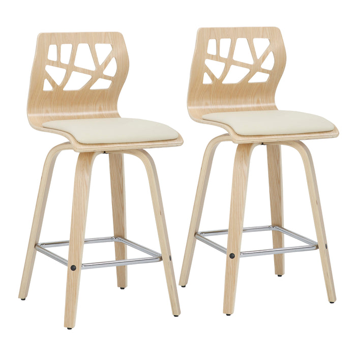 Folia - Mid Century Modern Counter Stool With Footrest (Set of 2)