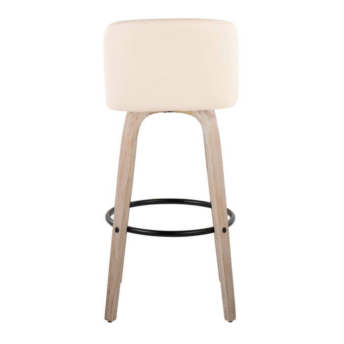 Toriano - Mid-Century Modern Fixed Height BarStool With Round Footrest (Set of 2)