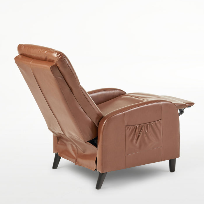 Wide Faux Leather Push Back Standard Recliner - Hazelnut