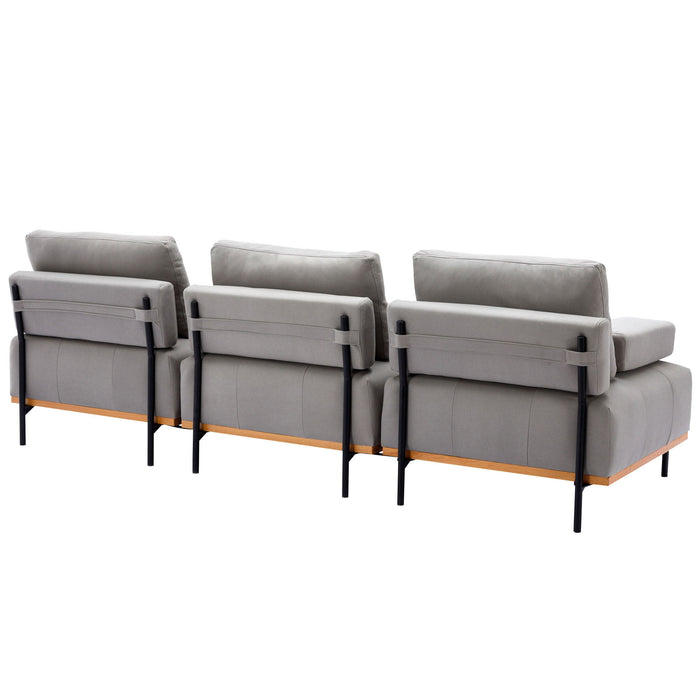 L-Shape Sectional Sofa 3 Seater Couches With A Removable Ottoman, Comfortable For Living Room