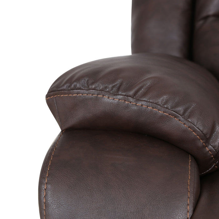 Wide - Faux Leather Manual Swivel Standard Recliner - Dark Brown