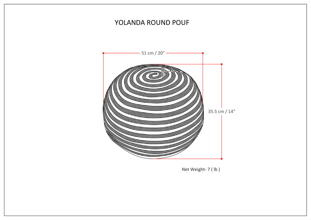 Yolanda - Round Pouf - Natural