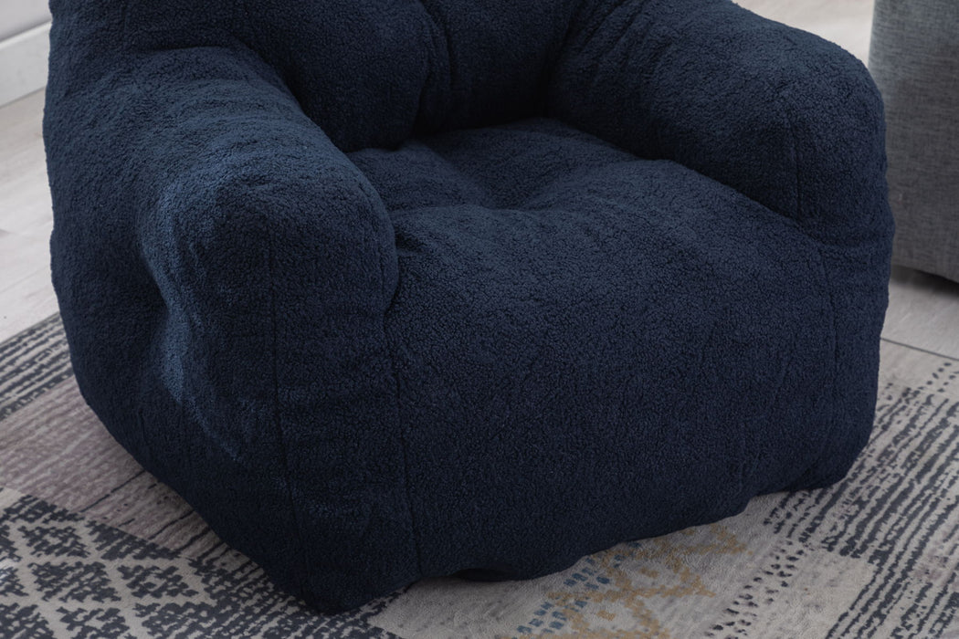 Soft Teddy Fabric Tufted Foam Bean Bag Chair With Teddy Fabric