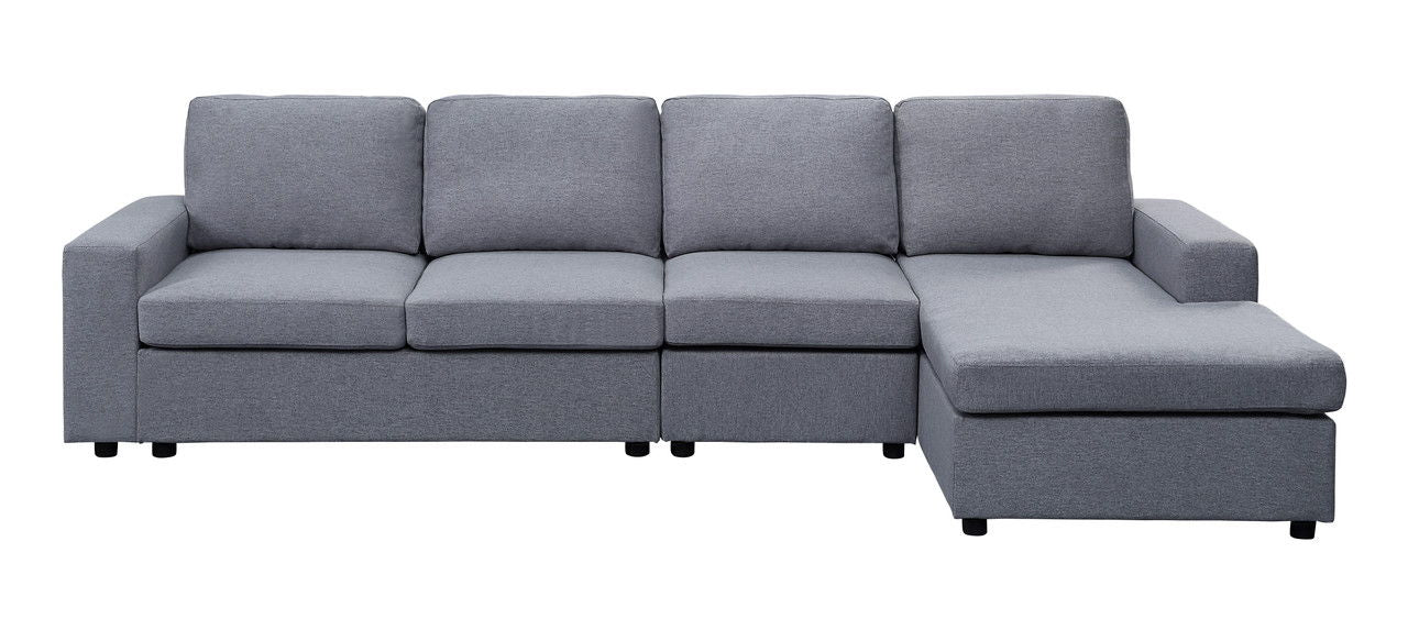 Dunlin - Linen Reversible Modular Sectional Sofa Chaise - Light Gray