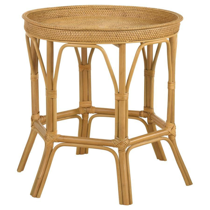 Antonio - Round Rattan Tray Top Accent Side Table