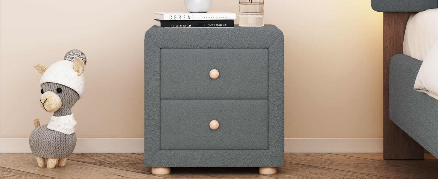 Teddy Fleece Nightstand With 2 Drawers