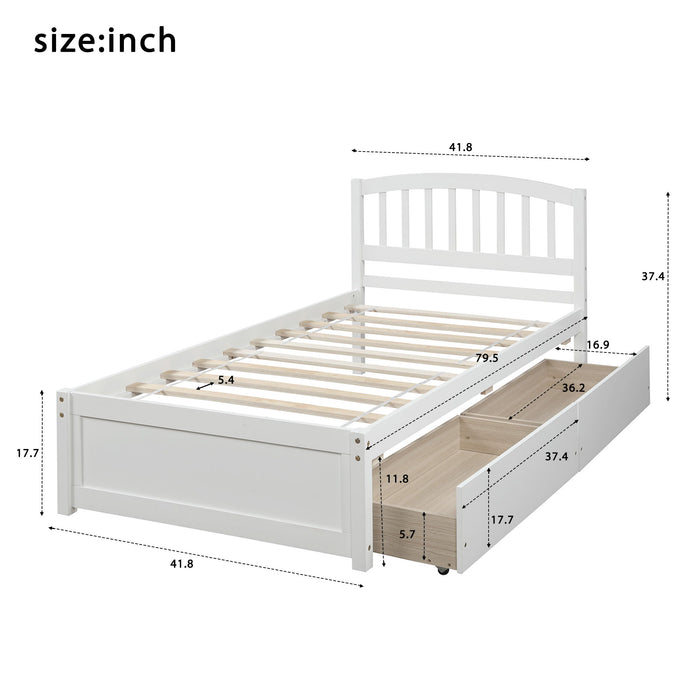 Platform Storage Bed Wood Bed Frame With Two Drawers And Headboard