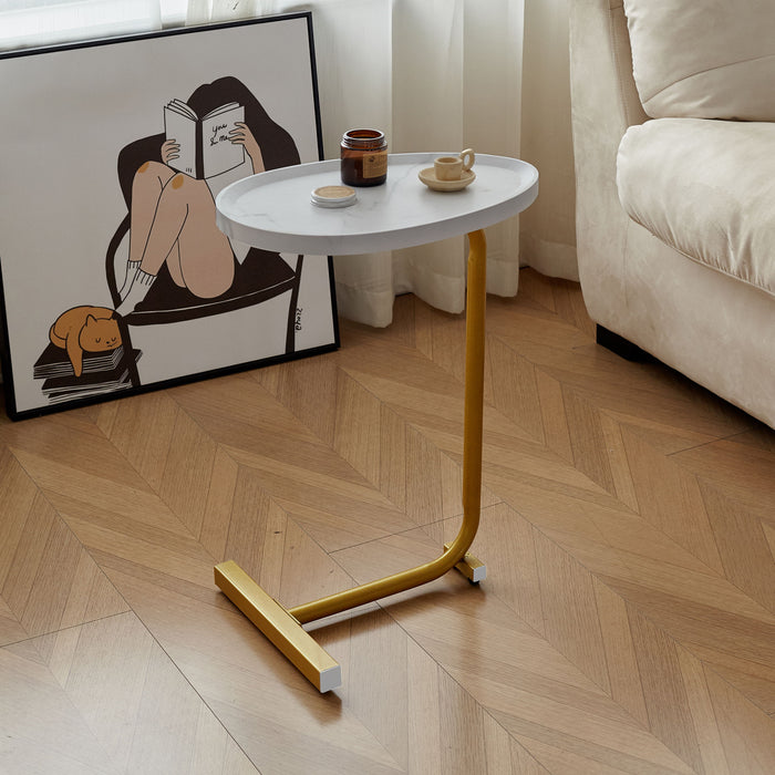 C-Shaped Side Table, Small Sofa Table For Cough, Bedroom