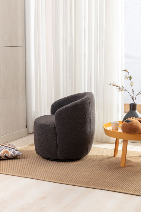 Teddy Fabric Swivel Accent Armchair Barrel Chair With Powder Coating Metal Ring