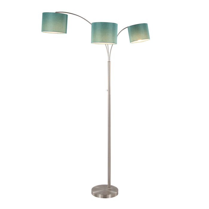 Willow - Trio Contemporary Floor Lamp - Nickel / Turquoise