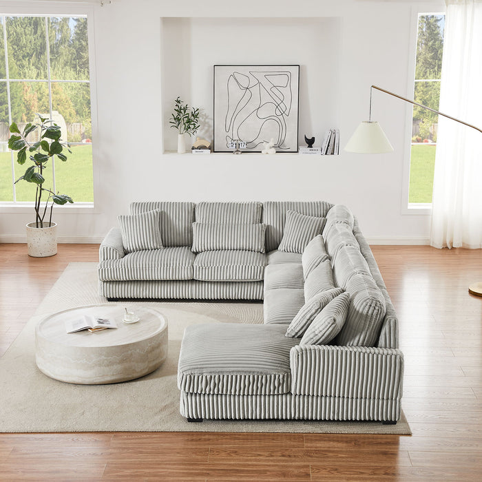 Oversized Sectional Sofa U - Shaped Sofa Couch Modern Sofa Upholstered In Soft Corduroy With A Chaise Lounge For Living Room