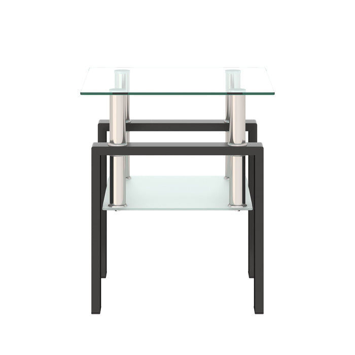 Modern Tempered Glass Tea Table, End Square Table For Living Room