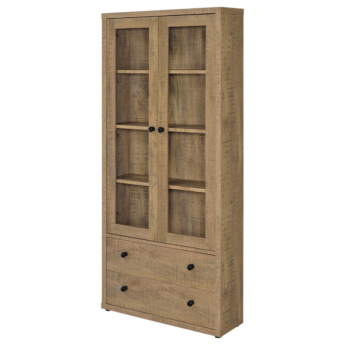 Hawthorne - 4-Shelf Glass Door Tall Cabinet With Drawers