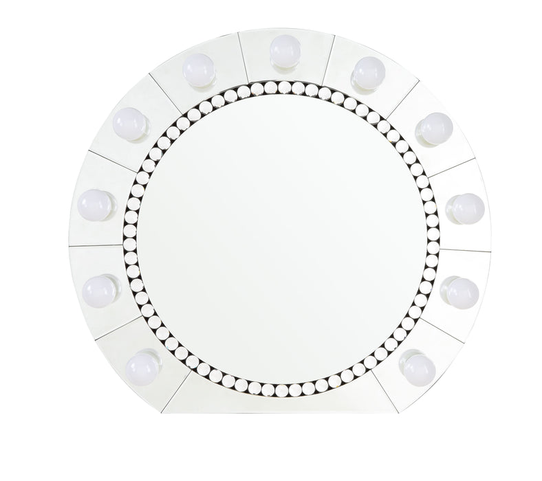 Farai - Glam Mirrored Faux Crystal Diamonds Wall Decor Mirror - Silver