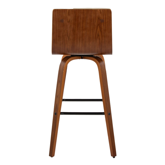 Vasari - Mid Century Modern Fixed Height Barstool With Swivel With Square Footrest (Set of 2)