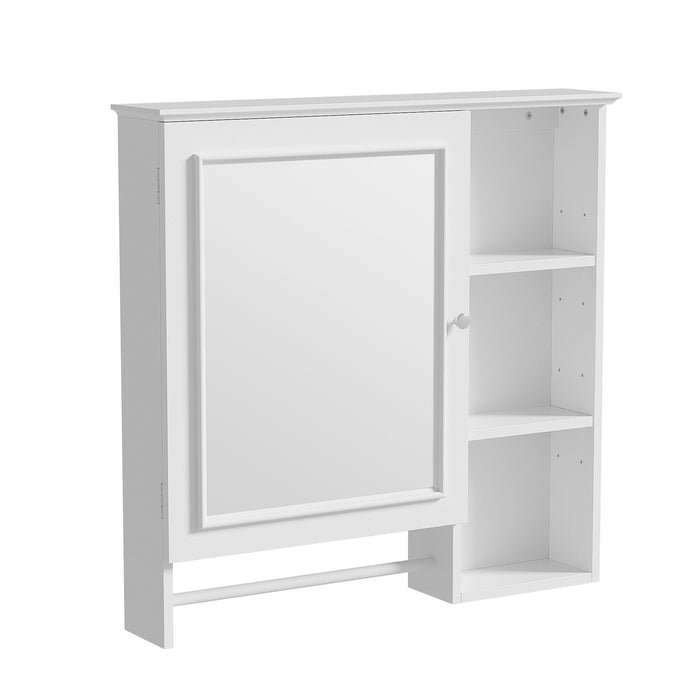 Wall Mounted Bathroom Storage Cabinet, Medicine Cabinets With Large Mirror Door, Adjustable Shelves And Three Open Storage Levels(Not Include Bathroom Vanity)