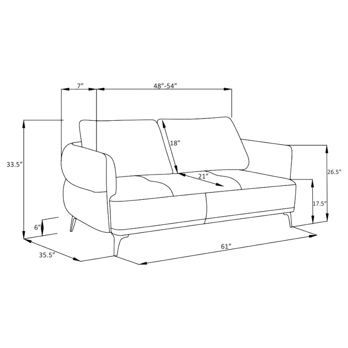 Lively - Chenille Upholstered Modern Track Arm Loveseat - Blue