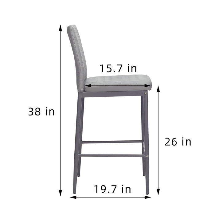 Bar Stool, Velvet Stool, Modern Bar Chair, Bar Stool With Metal Legs, Kitchen Stool, Dining Chair (Set of 2) - Light Gray