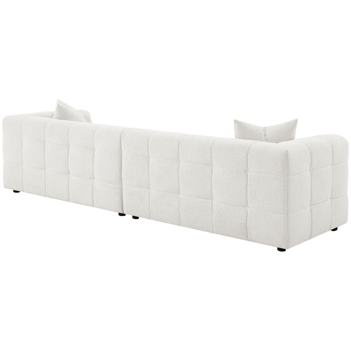 Everly - Boucle Upholstered Extra Long Sofa - White