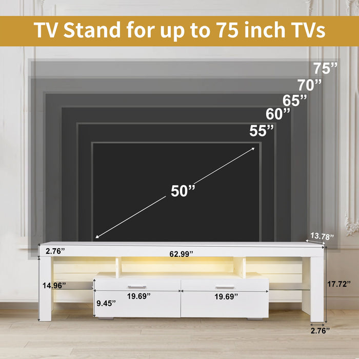 LED TV Stand Modern TV Stand With Storage Entertainment Center With Drawer TV Cabinet For Up To 75" For Gaming Living Room Bedroom