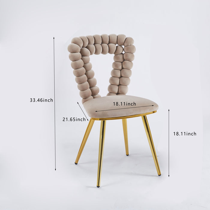 Modern Chair With Iron Tube Legs, Soft Cushions And Comfortable Backrest, Suitable For Dining Room, Living Room, Cafe, Hairball Back