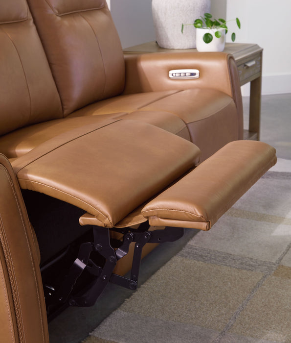 Tryanny - Butterscotch - Power Reclining Loveseat/ Adj Headrest