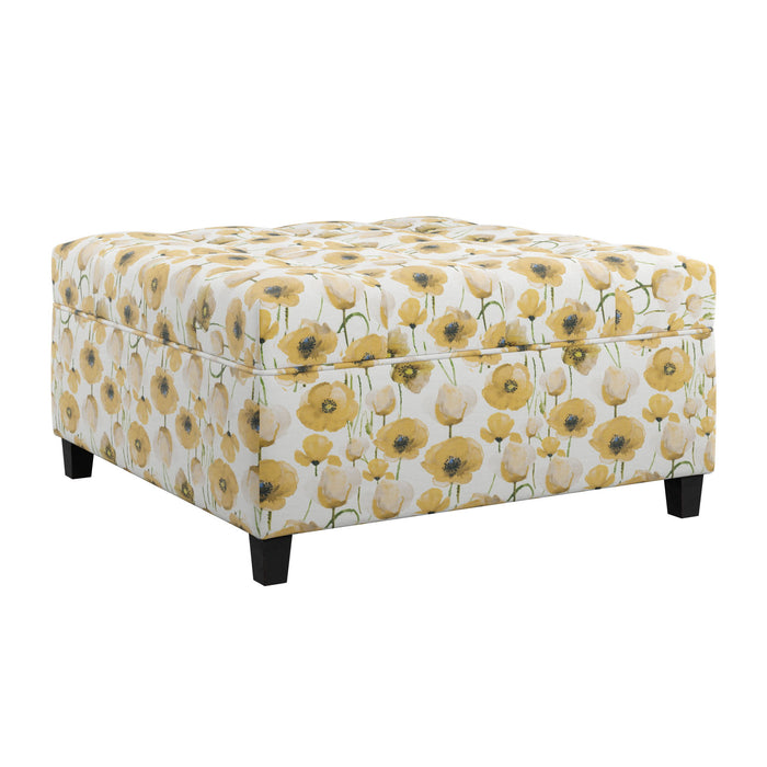 Foria - Floral Storage Ottoman - Yellow